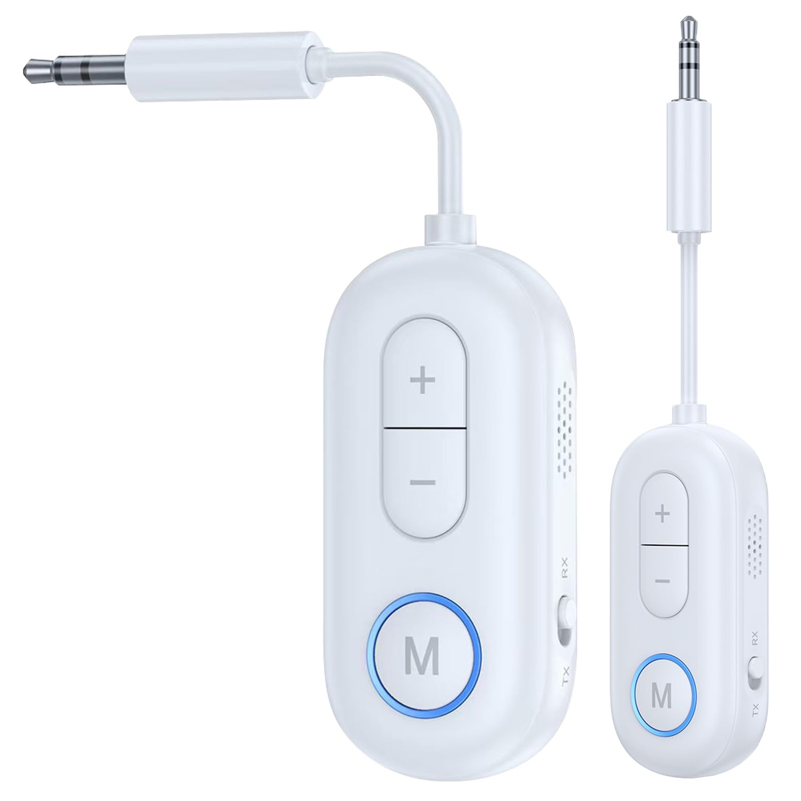 Bluetooth 5.4 Transmitter and Receiver - 2-in-1 Wireless Audio Adapter with 3.5mm Jack for Headphones, TV, PC, Car, Airplane, Nintendo Switch - Perfect for Home Entertainment, Travel & Gaming (White)