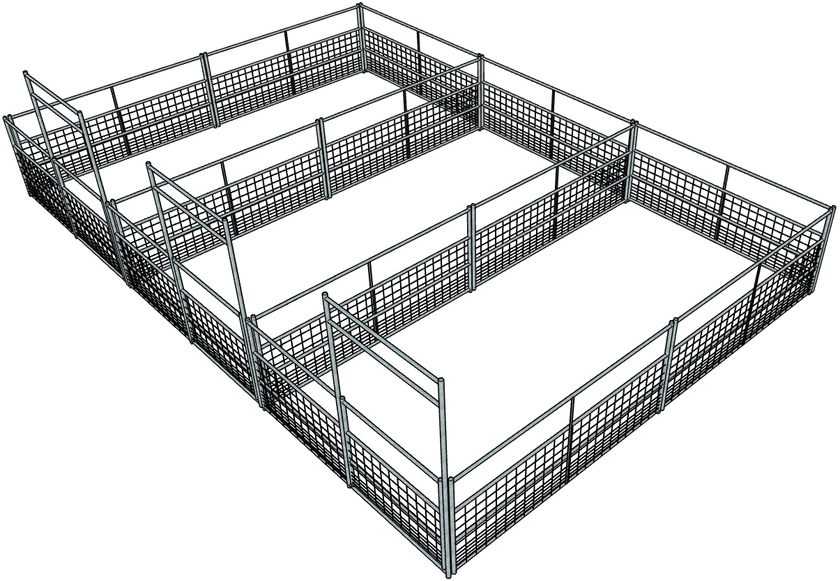 3-Piece Galvanized 10x20 Ft 4-Rail Horse Stall Panels with Heavy Duty Mesh - Durable Stable Fencing for Horses, Livestock & Farm Use