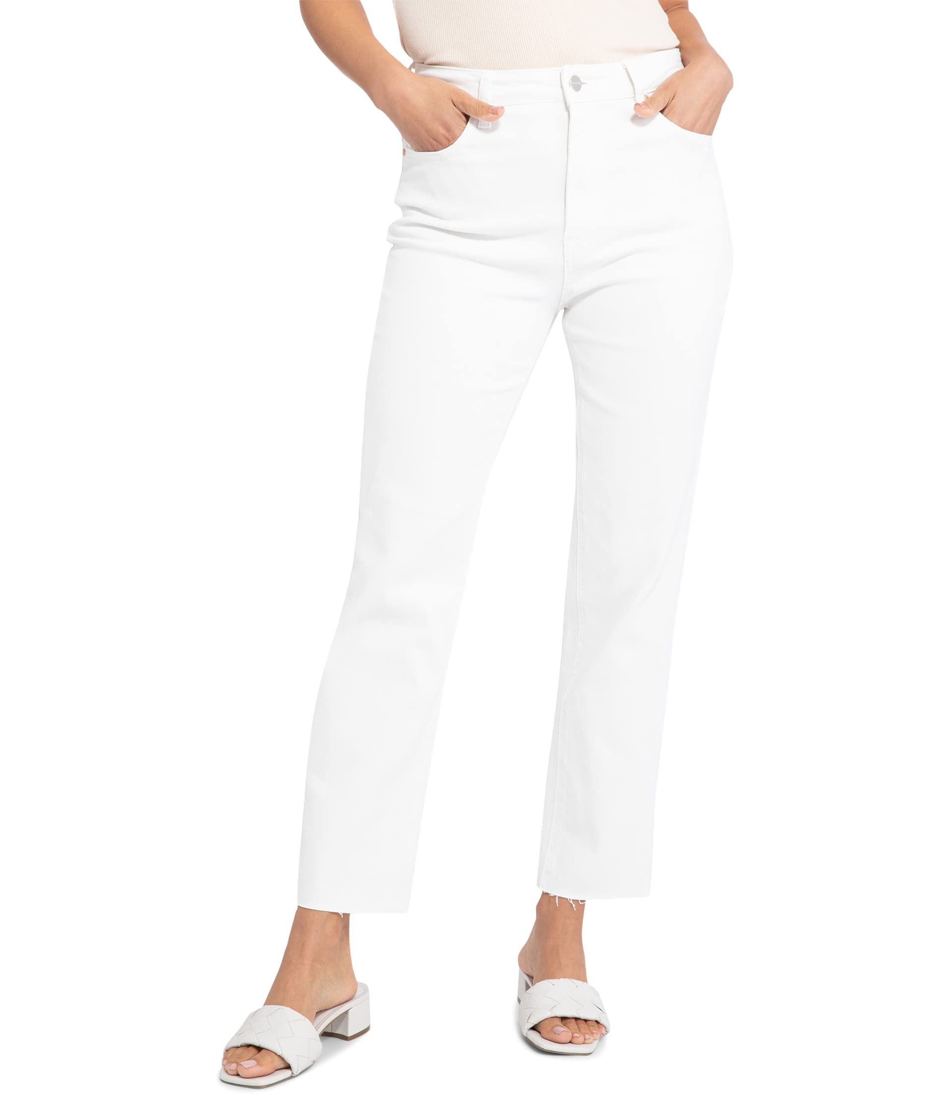 Sanctuary High-Rise Good Vibes Crop Jeans - Women's Distressed Denim Pants in Brilliant White Size 29 | Perfect for Casual Outings, Weekend Brunch & Street Style Fashion