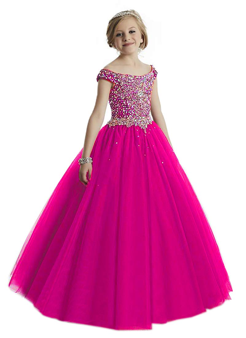 **Junguan Girls' Off-The-Shoulder Pageant Dress – A-Line Princess Prom Gown for Formal Balls & Special Occasions – Perfect for Pageants, Proms, Weddings & Quinceañeras**