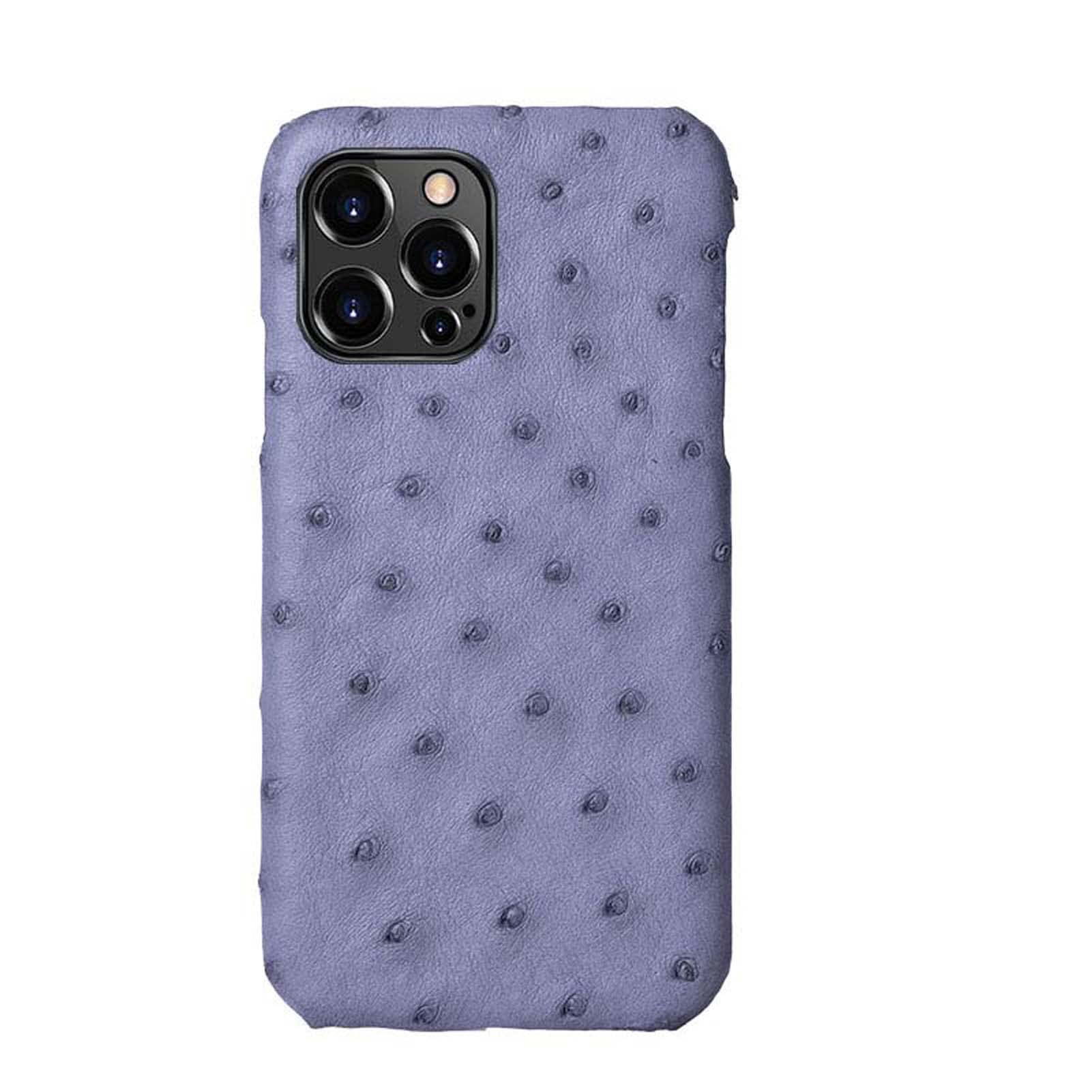 Premium Ostrich Leather Phone Case for Apple iPhone 13 Pro - Luxury Business Shockproof Cover with Screen & Camera Protection (Blue Gray) - Perfect for Office, Travel & Outdoor Use