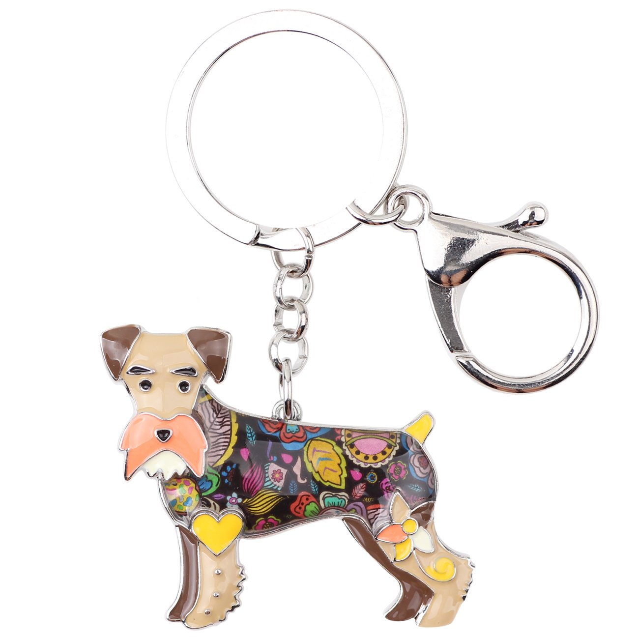 BONSNY Enamel Heart Dog Keychain - Cute Schnauzer Keyring for Women, Car Accessory & Gift for Dog Lovers | Perfect for Keychains, Backpacks, Gifts & Car Decor