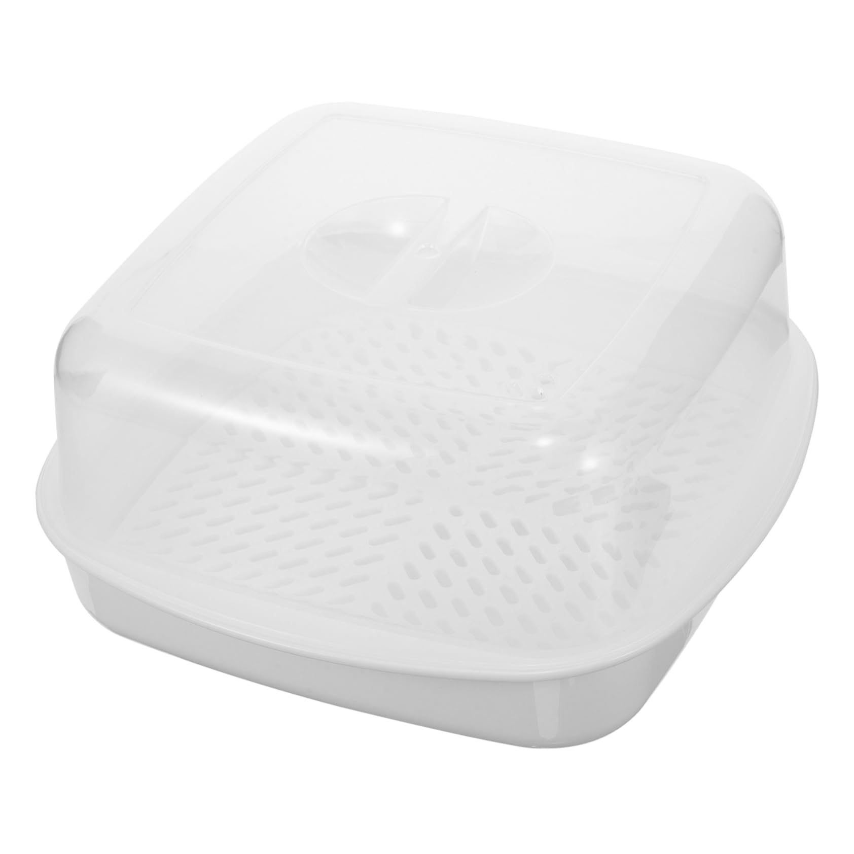 DOITOOL Microwave Steamer Container - 1pc White PP Food Steamer for Bread, Pasta, Fish & Asian Vegetables | Microwave Safe Cookware with Steam Rack | Perfect for Quick Meals, Healthy Cooking & Meal Prep