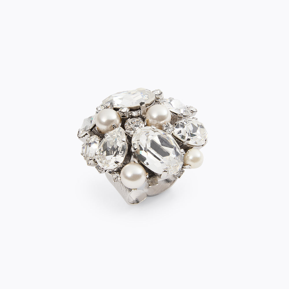 Katia Pearl & Crystal Ring - Elegant Women's Jewelry for Wedding, Party & Special Occasions