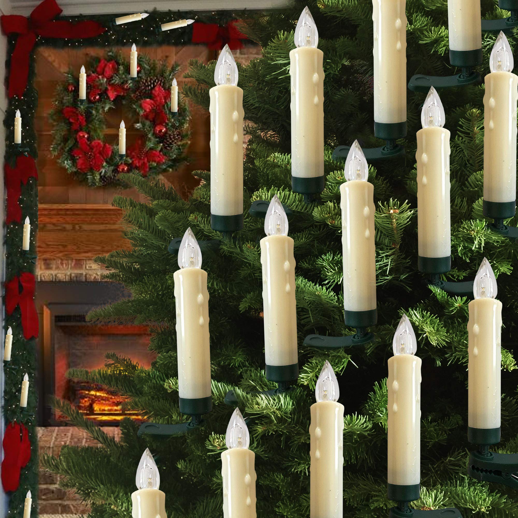 Hoolees LED Flameless Christmas Tree Candles - Battery Operated with Remote Control, TUV Certified, Clip-On Lights for Holiday Decor - Perfect for Christmas Trees, Mantels & Festive Home Decorations