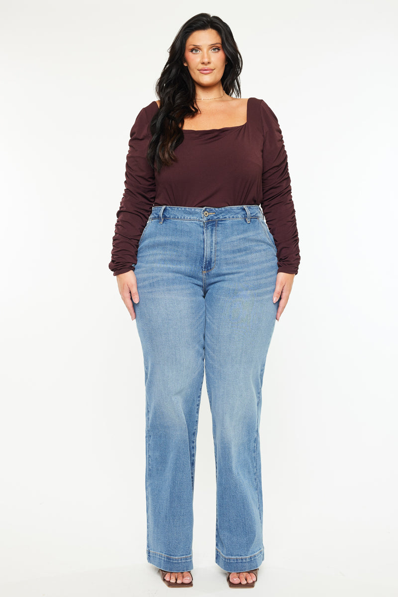 Bertha High Rise Wide Leg Jeans for Women - Plus Size Stretch Denim Pants - Comfortable & Flattering Fit for Work, Casual & Date Night Outfits