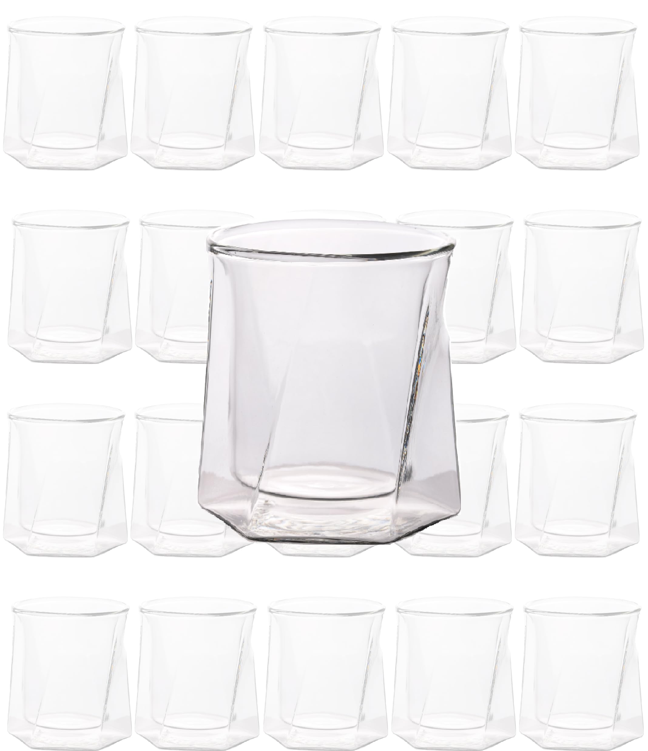 LEMONSODA Double Wall Whiskey Glasses Set of 4 - 10oz Insulated Clear Glass Cups for Scotch, Bourbon, Rye & Cocktails - Shatterproof Old Fashioned Drinking Glasses - Perfect for Home Bar, Gifts & Parties