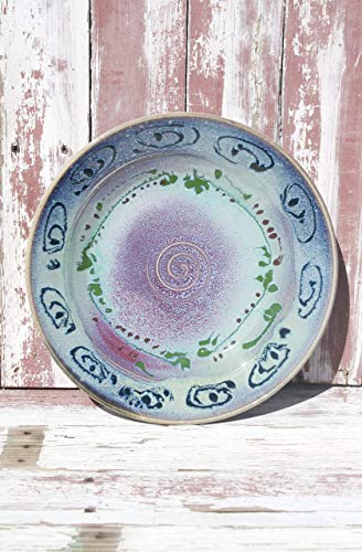 Handmade Ceramic Plate Set - Green to Violet Gradient Wheel-Thrown Pasta & Salad Plates | Unique Serving Dishes for Dinner Parties, Italian Cuisine & Home Decor