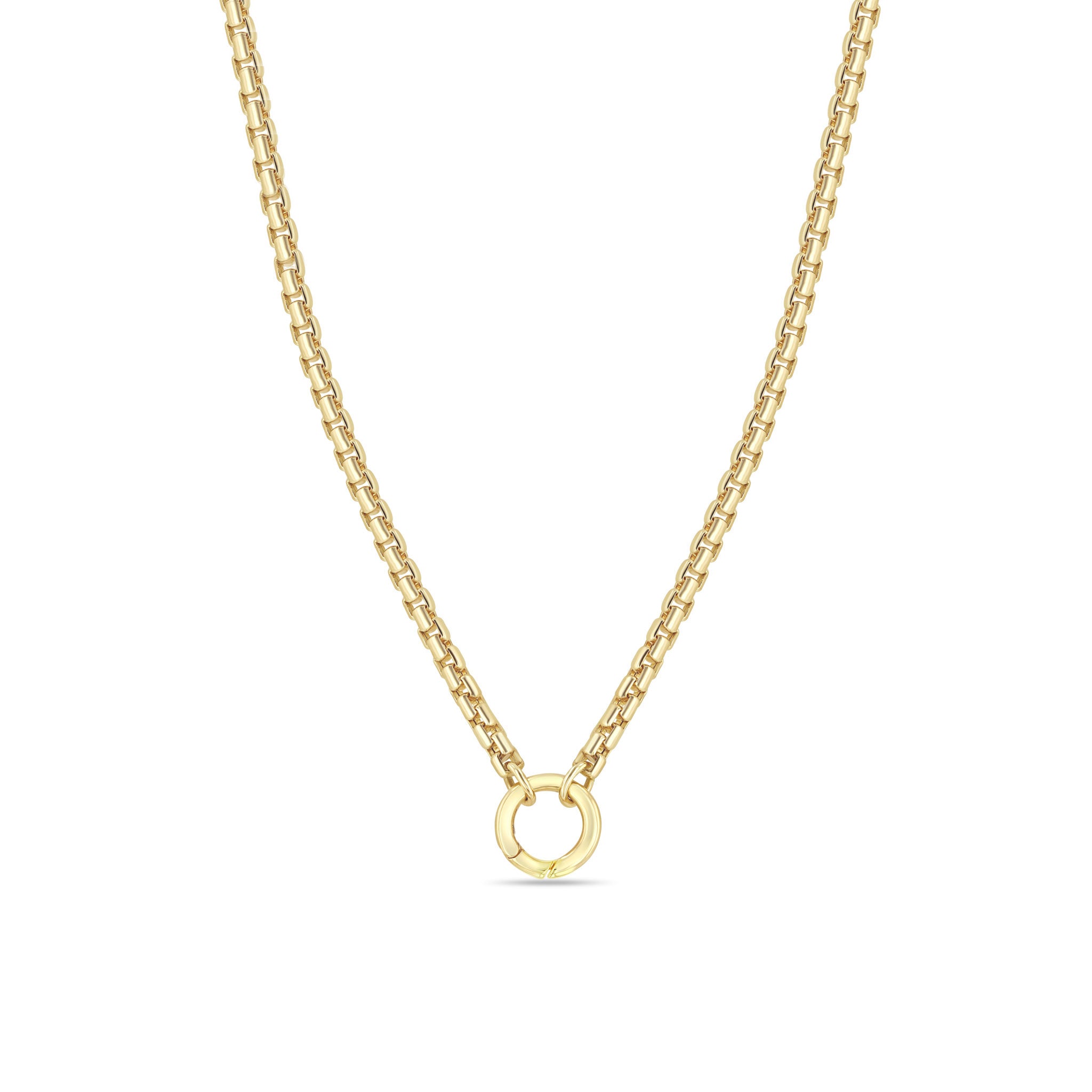 14K Gold Large Box Chain Round Enhancer Necklace for Women - Elegant Layering Jewelry for Everyday Wear, Parties & Special Occasions