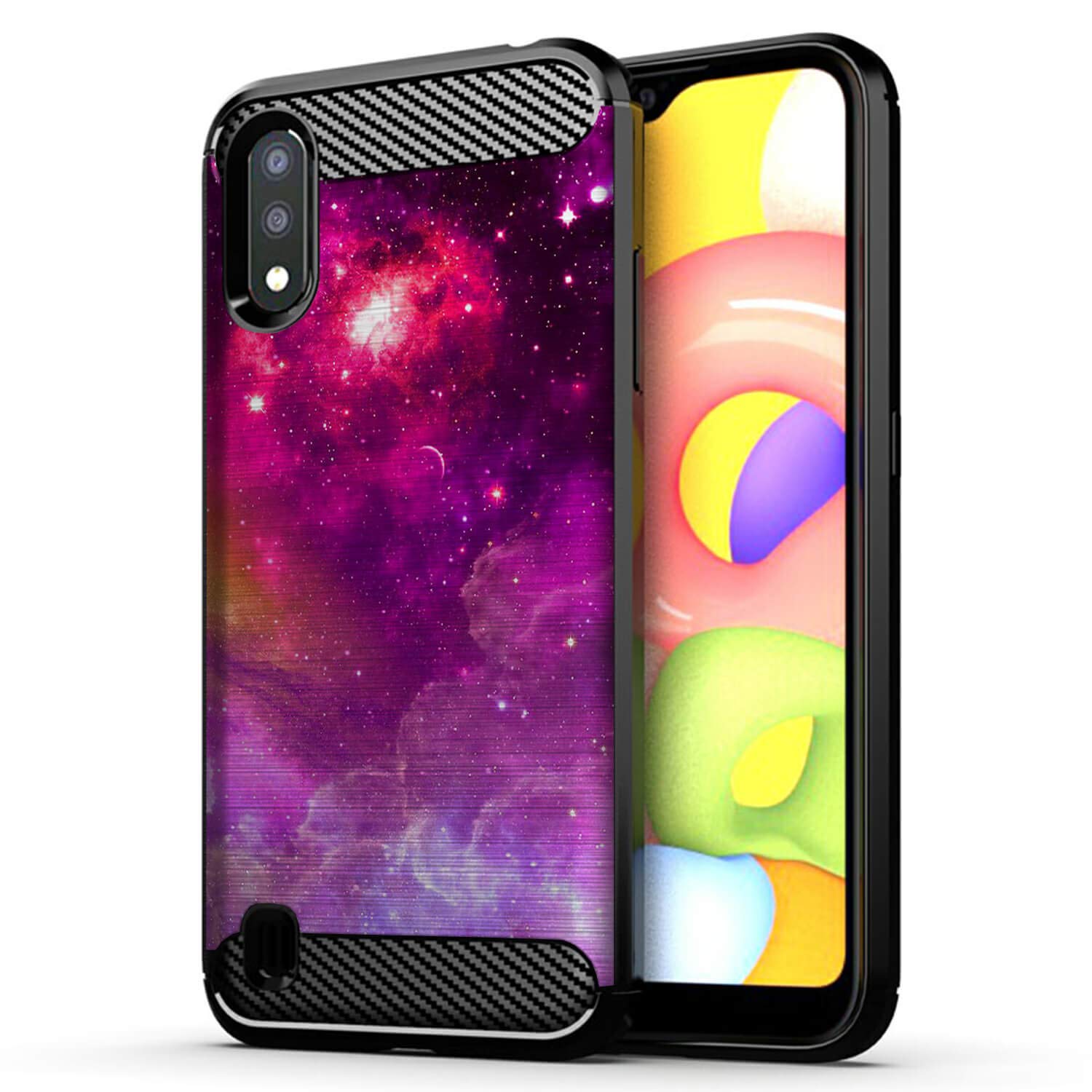 Samsung Galaxy A01 Case - Slim Flexible TPU Shockproof Protective Cover with Pink Galaxy Stars Design | Perfect for Everyday Use, Travel & Work