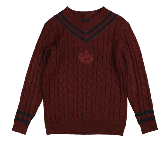 BELATI CABLE V NECK EMBLEM KNIT TOP for Women & Teens (Ages 2-16 Years) - Stylish Casual Wear for School, Parties, and Everyday Outfits