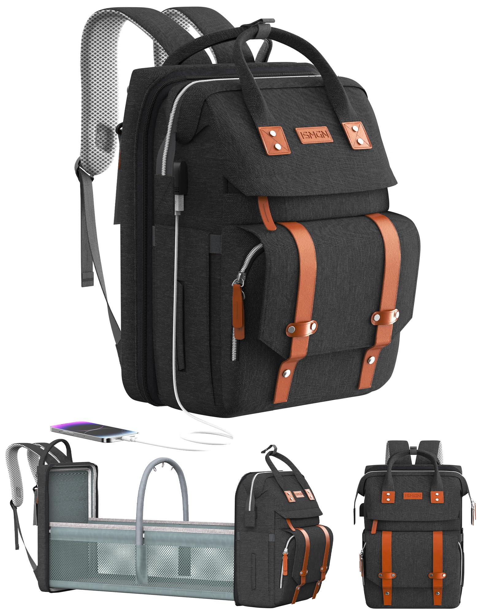 Baby Diaper Backpack with Changing Station - Large Multifunctional Travel Bag for Moms