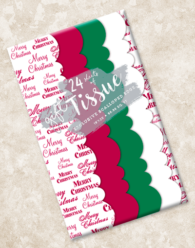Festive Christmas Scalloped Tissue Paper - Decorative Holiday Gift Wrapping & Craft Supplies for DIY Projects, Party Decorations, and Seasonal Home Decor