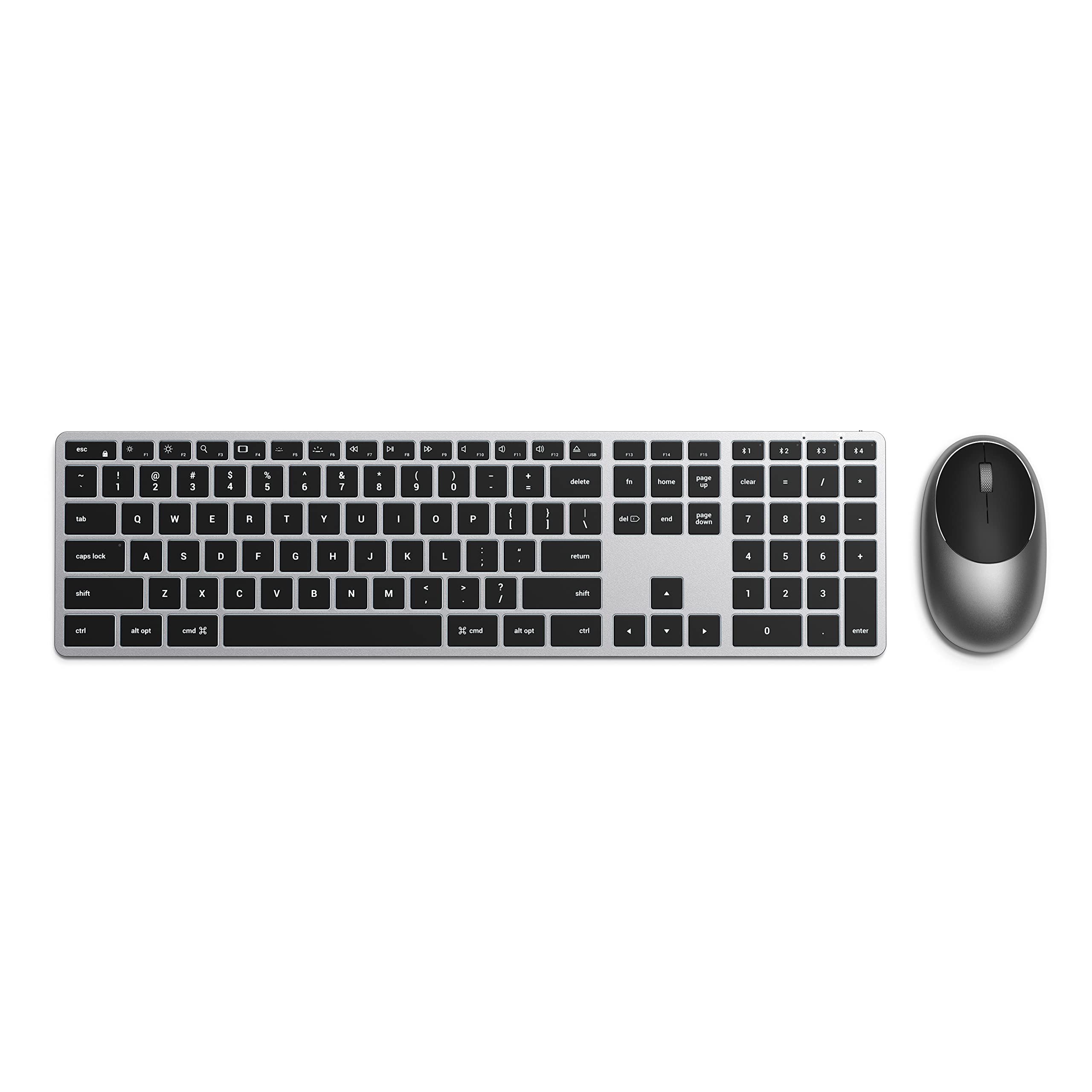 Satechi Slim X3 Bluetooth Backlit Keyboard with Numeric Keypad & M1 Bluetooth Wireless Mouse - Compatible with MacBook Pro/Air M2, MacBook Pro M1, iMac, Mac Mini | Perfect for Home Office, Work from Home, and Mac Users