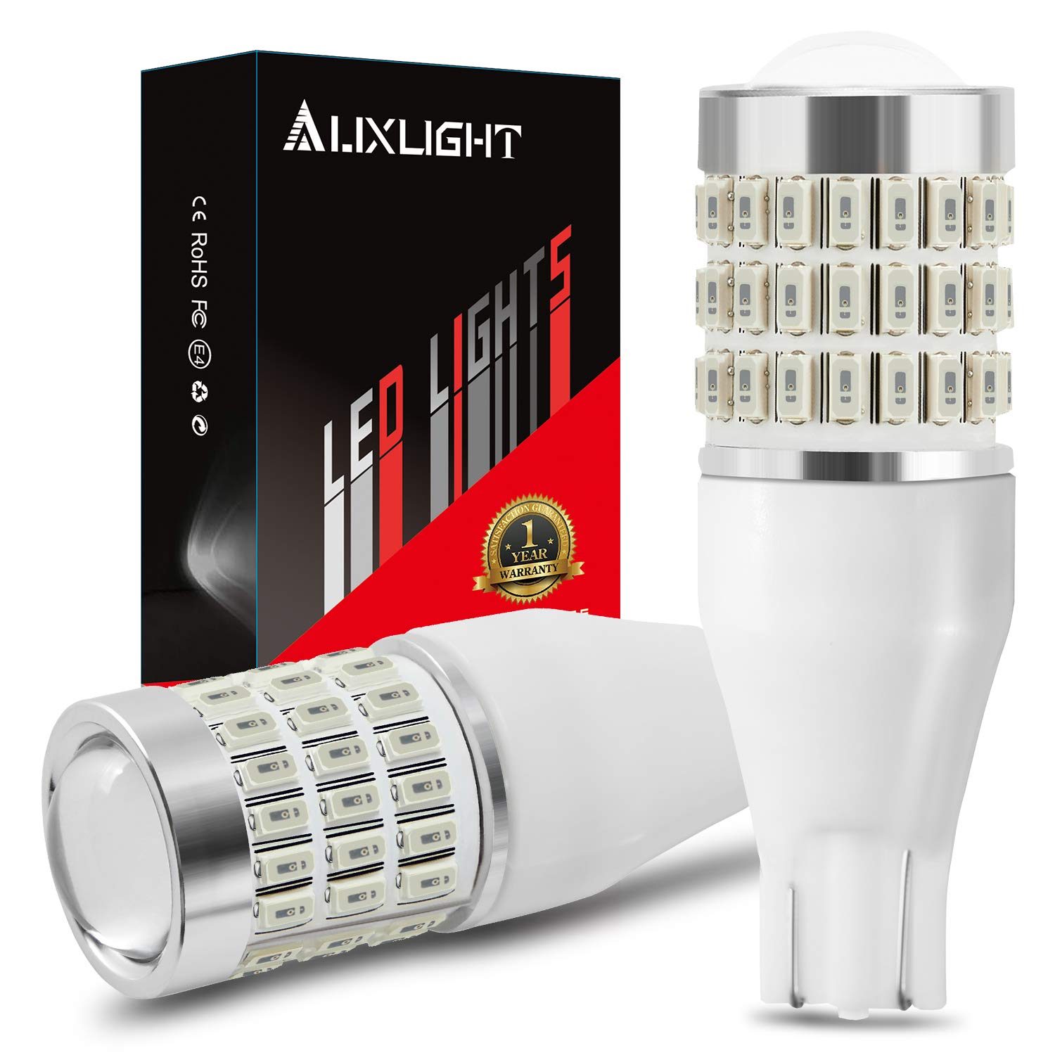 AUXLIGHT 921 912 906 904 T15 W16W LED Bulbs - 57 SMD Chipsets Super Bright Red Brake Lights, Tail Lights, Third Brake Light Replacement - Compatible with Cars, Trucks, SUVs - Perfect for Night Driving and Enhanced Safety (Pack of 2)