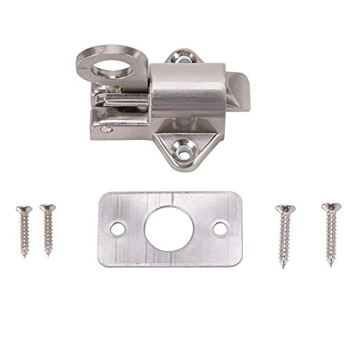 Premium Aluminum Alloy Door Bolt with Security Pull Ring - Spring Bounce Latch Automatic Lock for Windows & Gates - Ideal for Home Security, Sheds, and Garage Doors