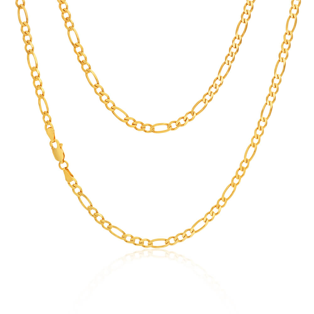 9ct Elegant Yellow Solid Gold Figaro Chain for Women - Stylish Jewelry Gift for Birthday, Anniversary & Special Occasions