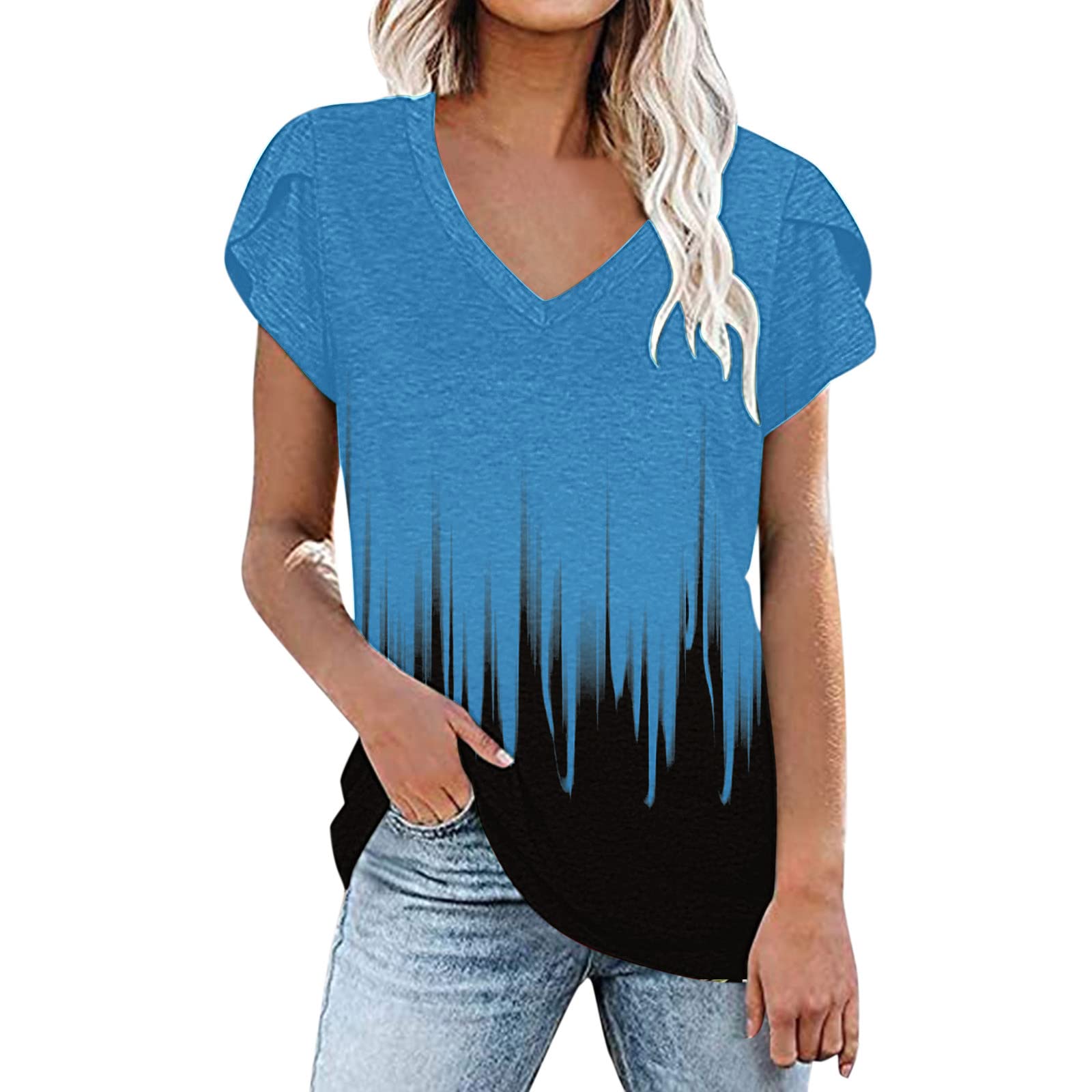 Women's Puff Short Sleeve T-Shirt - V-Neck Summer Blouse for Casual & Dressy Outfits | Trendy Cute Tops for Women | Perfect for Beach, Office & Date Nights
