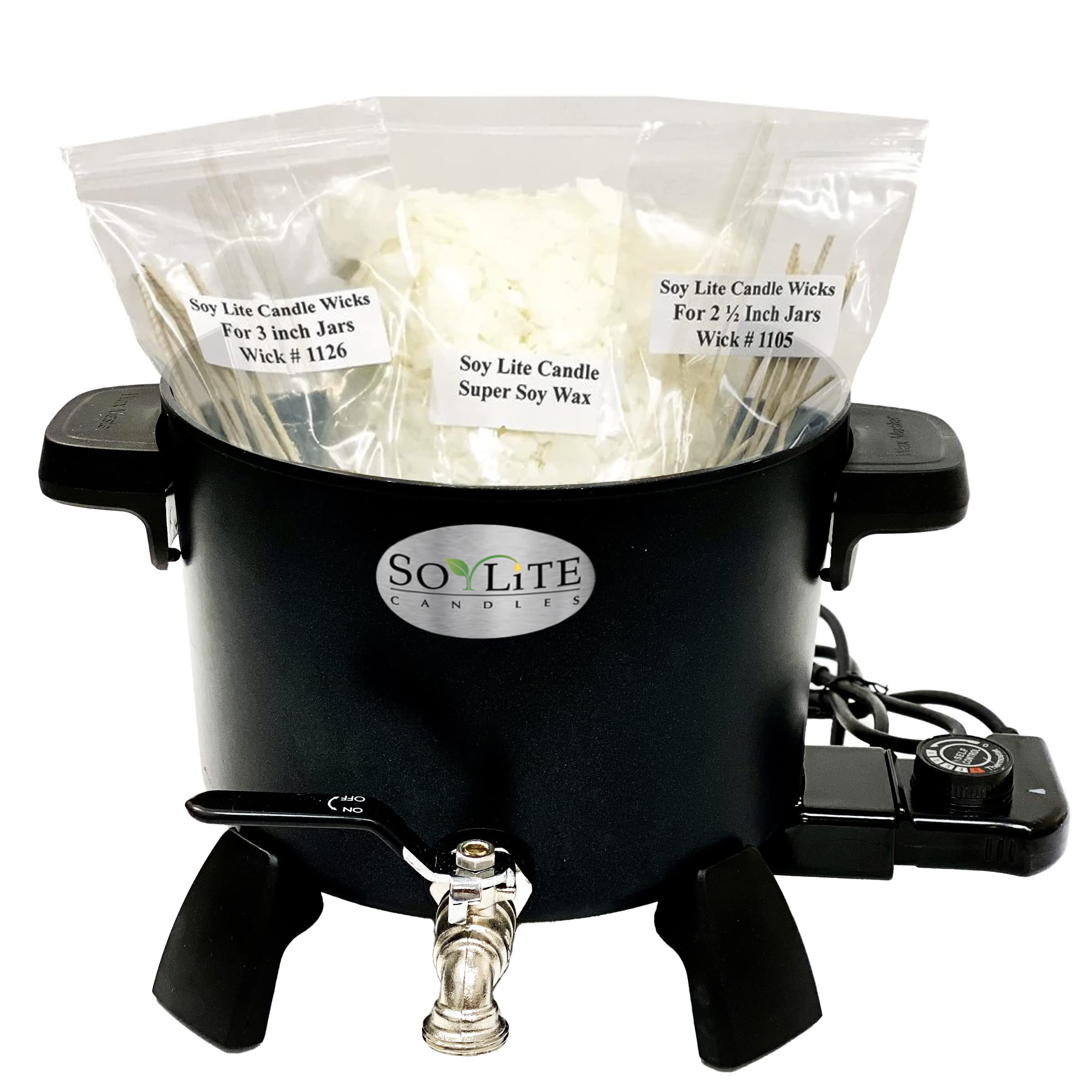Premium Wax Melter Kit for Candle Making - Includes Soy Wax & 2 Wick Sizes with Easy Pour Spout | Free Candle Making eBook Download | Perfect for Home DIY, Gifts & Aromatherapy