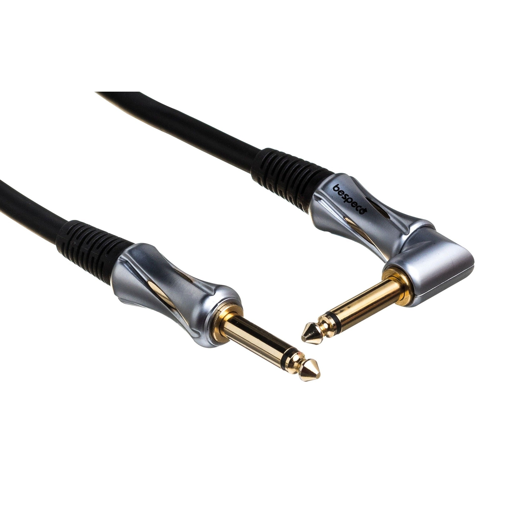 Bespeco PT300P Platinum Series Right Angle Instrument Cable 3m (10ft) - High-Quality Guitar/Bass Cable for Professional Musicians & Studio Recording