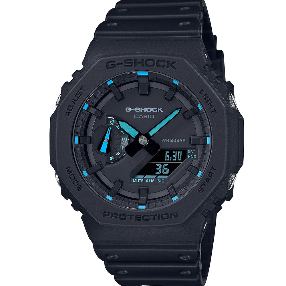 G Shock GA2100 1A2 Neon Accent Series 'CasiOak' Digital Analog Watch - Stylish Durable Sports & Outdoor Watch for Men