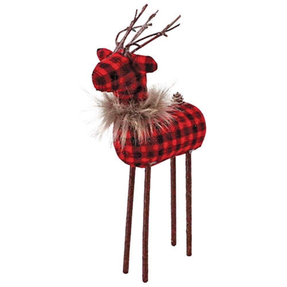 Small Red and Black Plaid Reindeer Christmas Ornament - Perfect for Holiday Tree Decorations, Festive Home Decor, and Seasonal Gifts