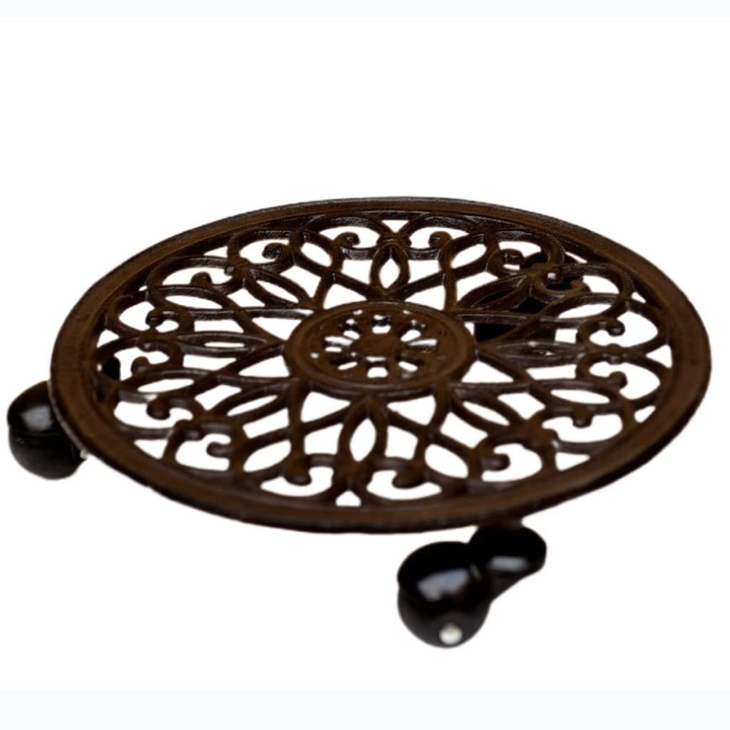 LONUBS Heavy Duty Cast Iron Plant Caddy with Wheels - Indoor Outdoor Rolling Plant Stand for Pots, Planters & Trolleys - Perfect for Moving Large Plants on Decks, Patios & Greenhouses