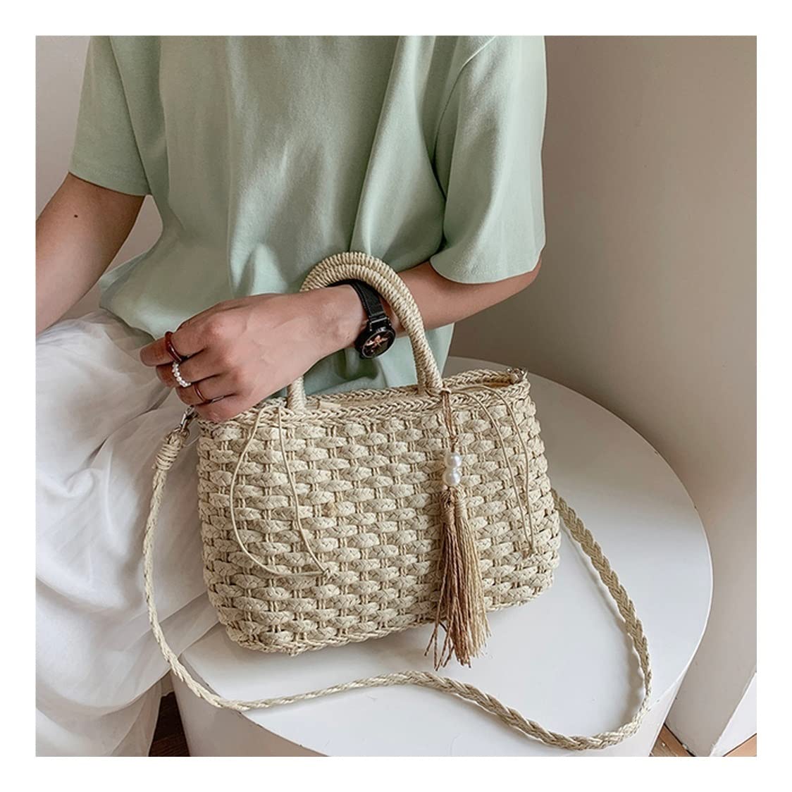 Stylish Rattan Woven Straw Crossbody Bag for Women - Summer Beach Tote & Travel Handbag (30x20cm) - Perfect for Vacation, Shopping, and Outdoor Adventures