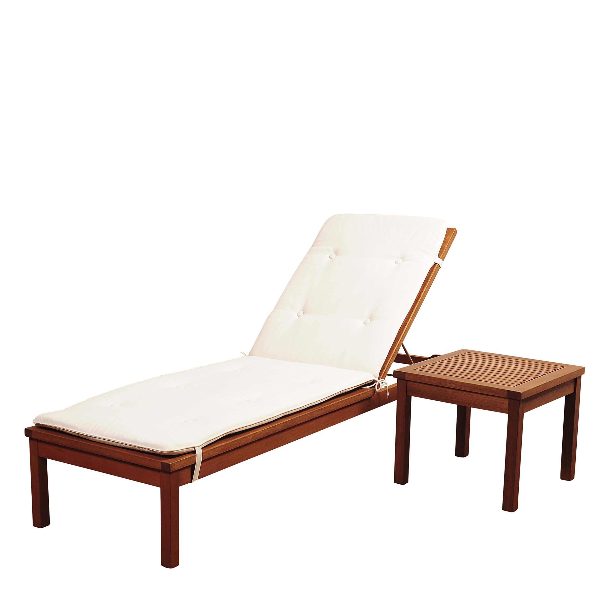 Amazonia Washburn 2-Piece Outdoor Patio Lounge Chair Set with White Cushions - Waterproof Wheeled Poolside Loungers for Backyard, Garden & Beach Relaxation