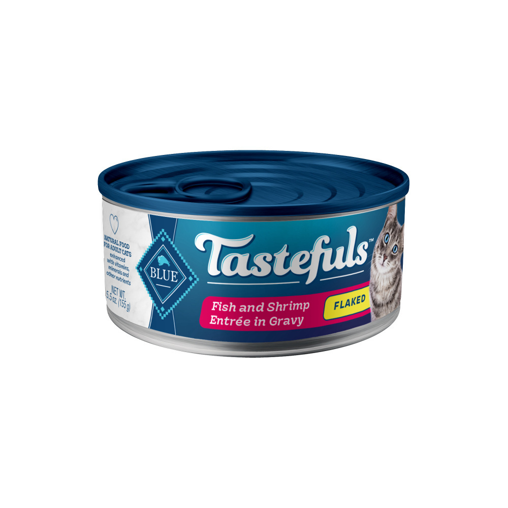 Blue Buffalo Tastefuls Adult Flaked Fish & Shrimp Entree in Gravy Wet Cat Food - High Protein, Grain-Free Cat Food for Indoor & Outdoor Cats - Perfect for Mealtime & Special Treats
