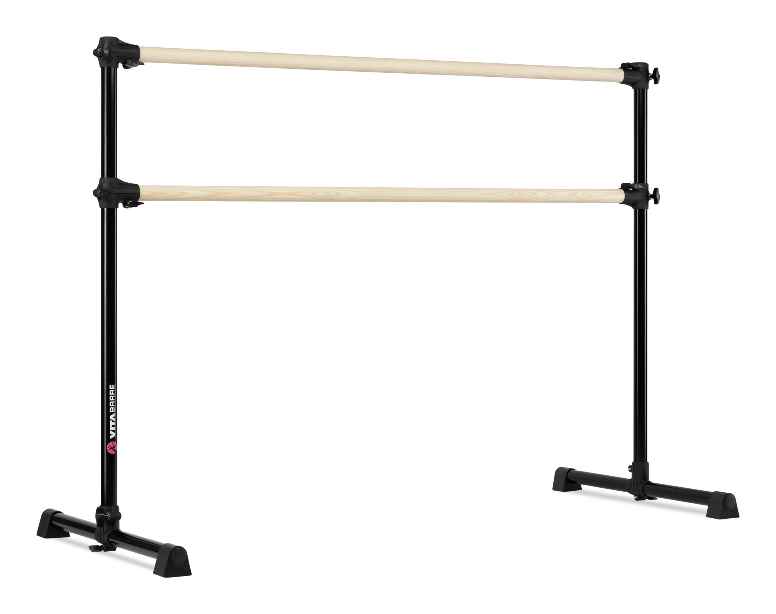 VITA Barre Portable Freestanding Double Ballet Barre - Adjustable Height Wooden Dance Bar for Home & Gym | USA Made Exercise Equipment for Kids & Adults | Perfect for Ballet Training, Fitness Workouts, Pilates & Dance Practice
