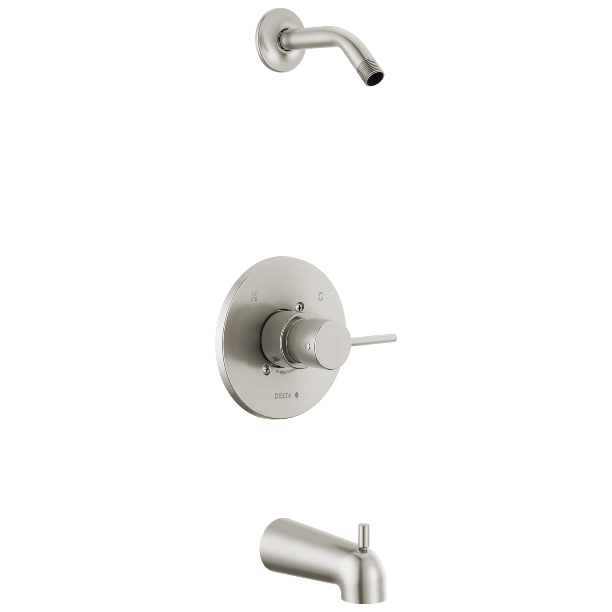 Delta T14459-SSLHD-PP Brushed Nickel Shower Faucet Set with Shower Trim Kit & Bathtub Faucet - Modern Bathroom Fixtures for Tub & Shower - Perfect for Bathroom Renovation & Home Upgrade (Shower Head & Valve Sold Separately)