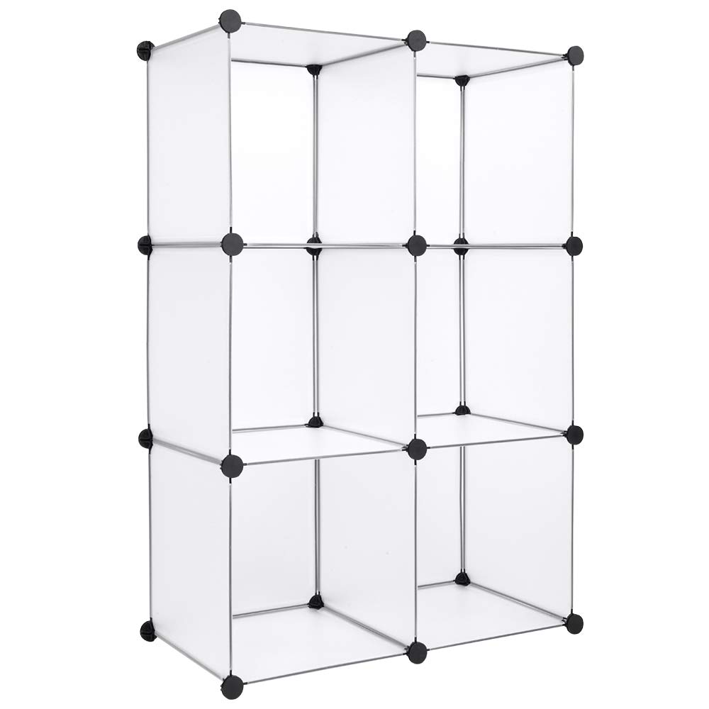 6-Cube White Plastic Storage Organizer 13.8