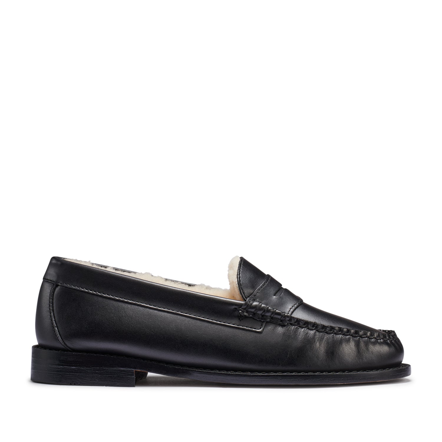 G.H. Bass Women's Whitney Cozy Weejun Loafers - Black Leather Slip-On Shoes for Women | Comfortable Casual & Office Wear