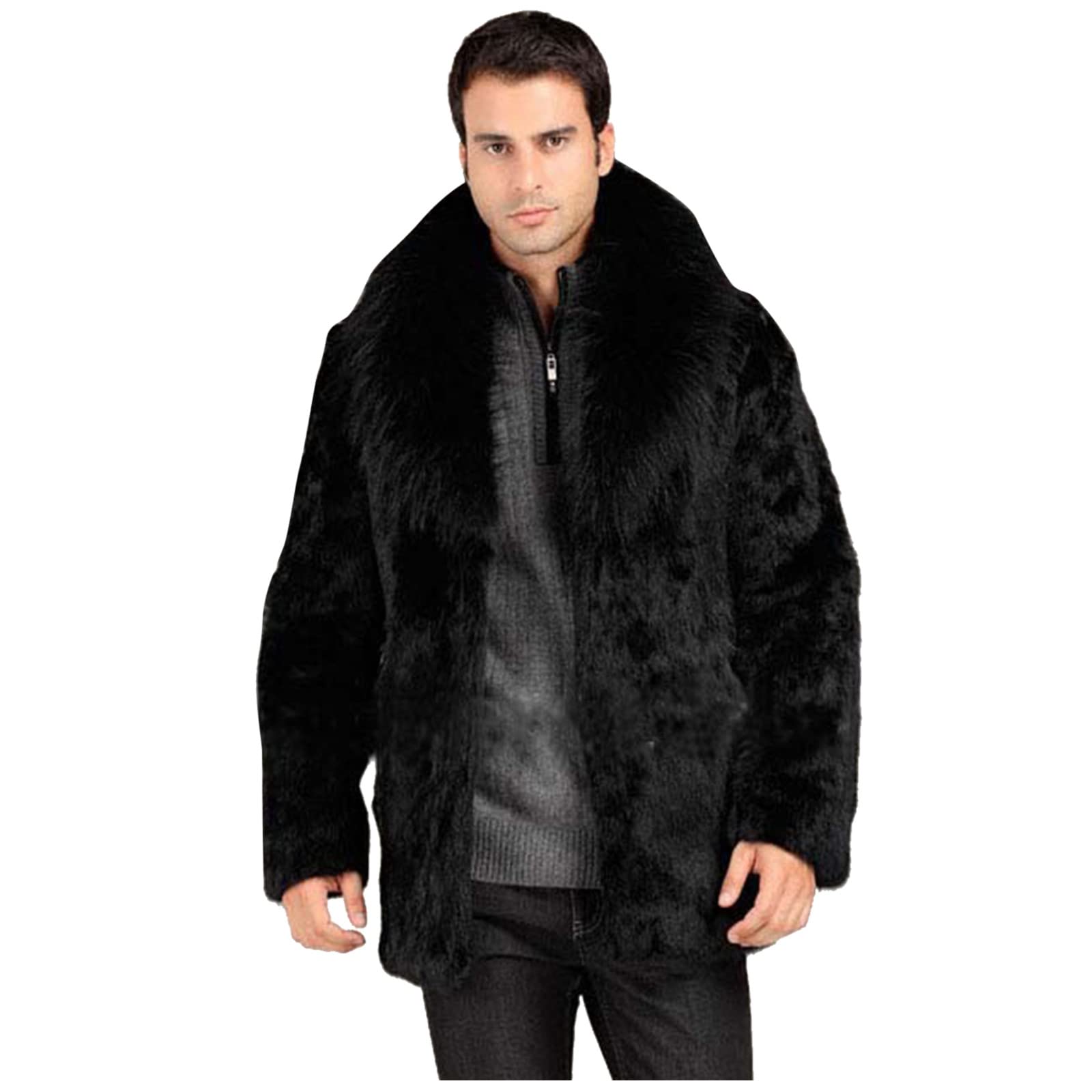 Men's Winter Coat - Solid Color Turn-Down Collar Long Sleeve Wool Blend Cardigan Jacket for Cold Weather | Warm & Stylish Outerwear for Work, Travel & Daily Wear