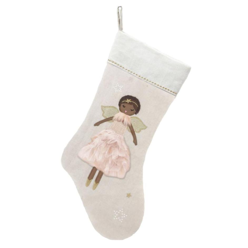 Pink Ada Angel Christmas Stocking - Elegant Holiday Decor for Fireplace, Tree, and Festive Home Decorations