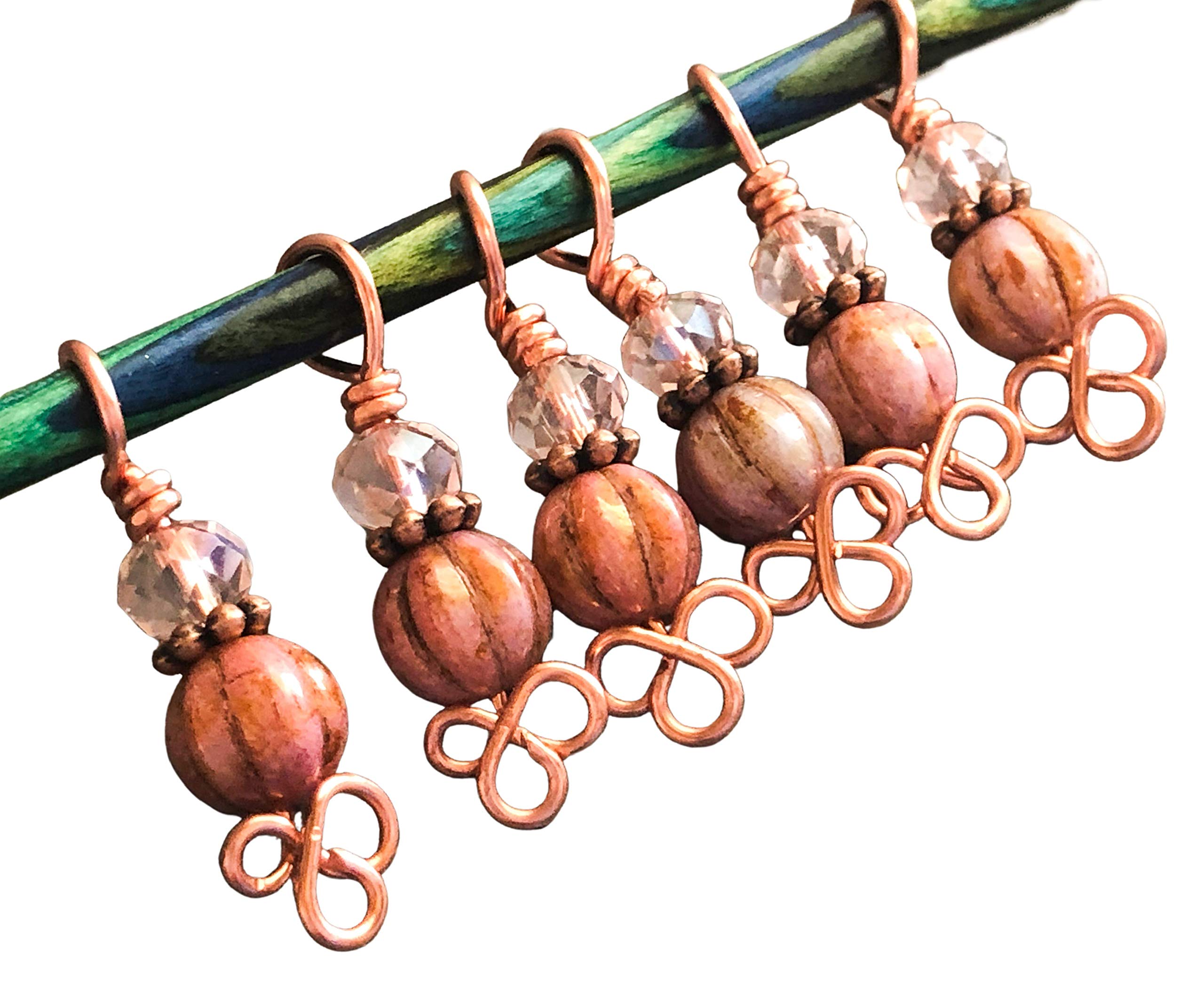 Premium Copper Celtic Knot Stitch Markers for Knitting - Set of 6 or 10 - Perfect for Crochet, Yarn Crafts & DIY Projects