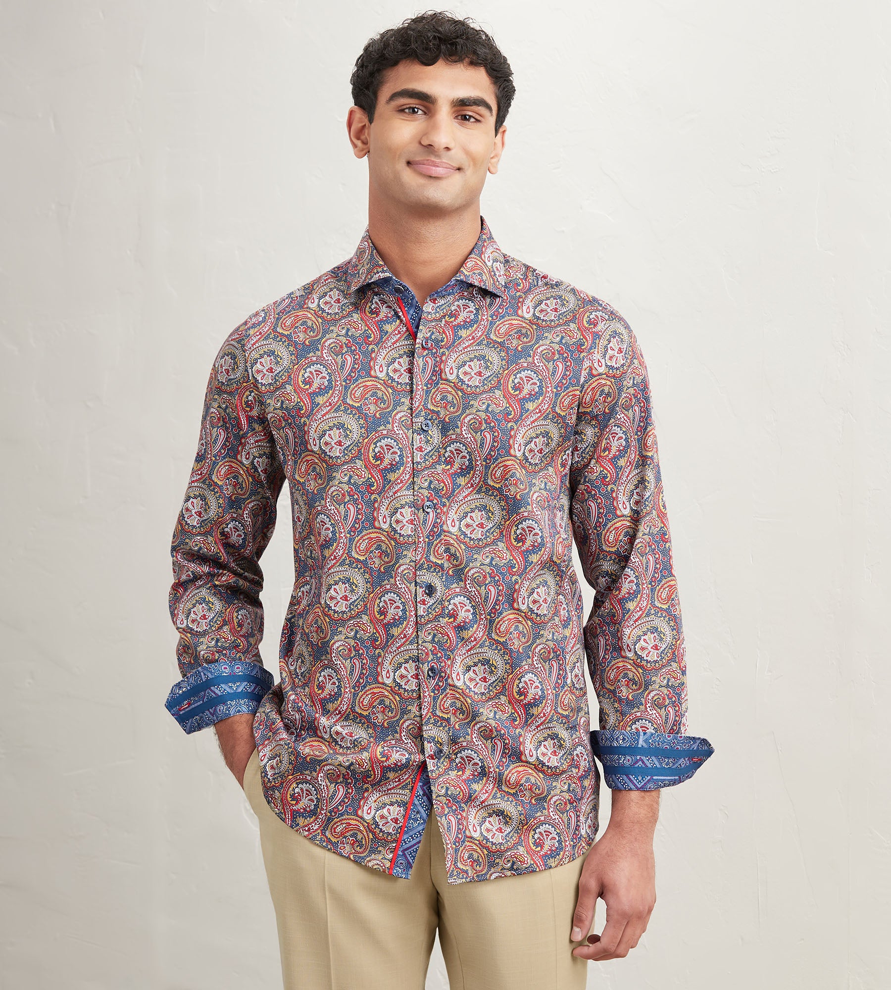 Modern Fit Long Sleeve Printed Casual Shirt for Men - Comfortable Stylish Button Down Shirt for Work, Office, Date Night & Everyday Wear