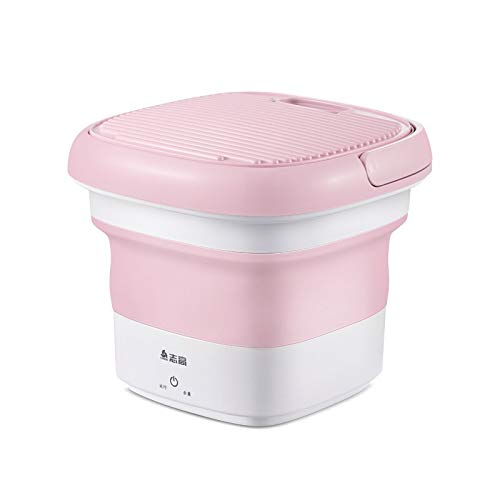 Portable Mini Folding Washing Machine for Underwear & Baby Clothes - Compact Automatic Laundry with Ozone Sterilization & Ultrasonic Vibration - Perfect for Travel, Camping, Dorms & Small Apartments (Pink)