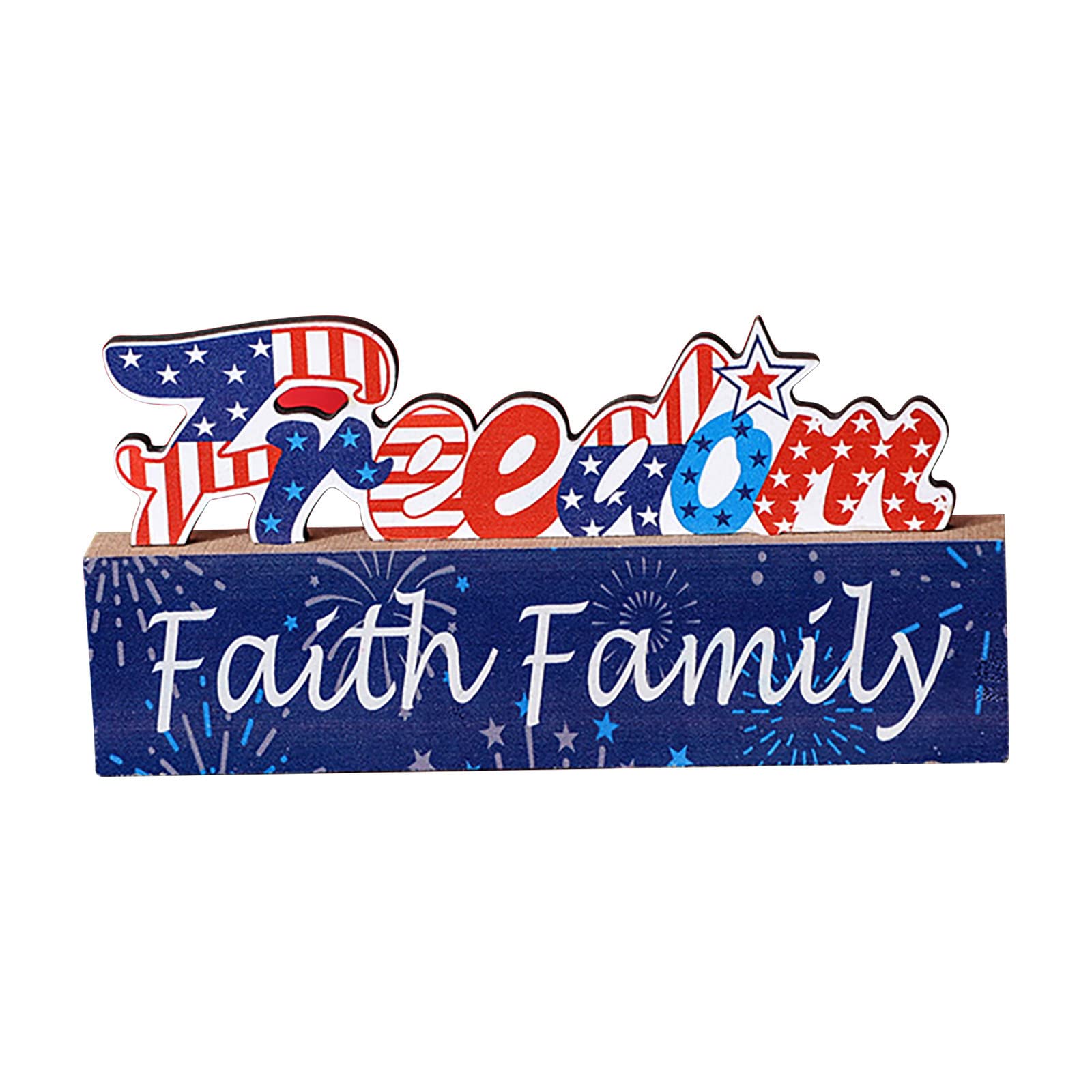 Patriotic Wooden Table Centerpiece Decorations - Memorial Day & 4th of July Independence Day Party Decor - Handcrafted Wooden Letter Signs for Home, Office, and Outdoor Celebrations - Perfect for Patriotic Holidays, BBQs, and Family Gatherings (Set of 2)