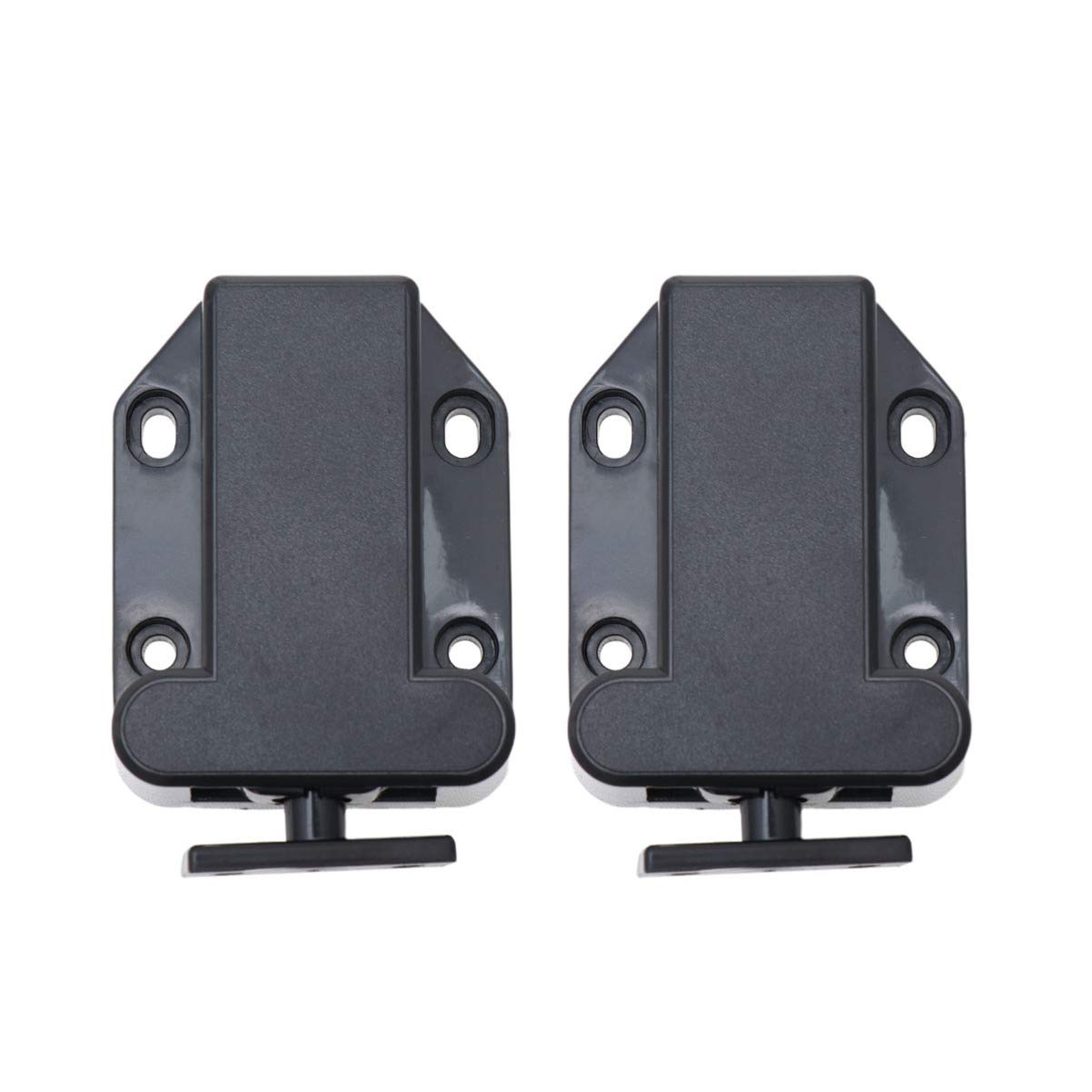 DOITOOL 2-Pack Black Push to Open Cabinet Latches - Touch Release Sliding Closet Hasp for Wardrobe, Cupboard & Boat Cabinets (Kids Safe Design) | Perfect for Kitchen, Bathroom & Nursery Storage Organization