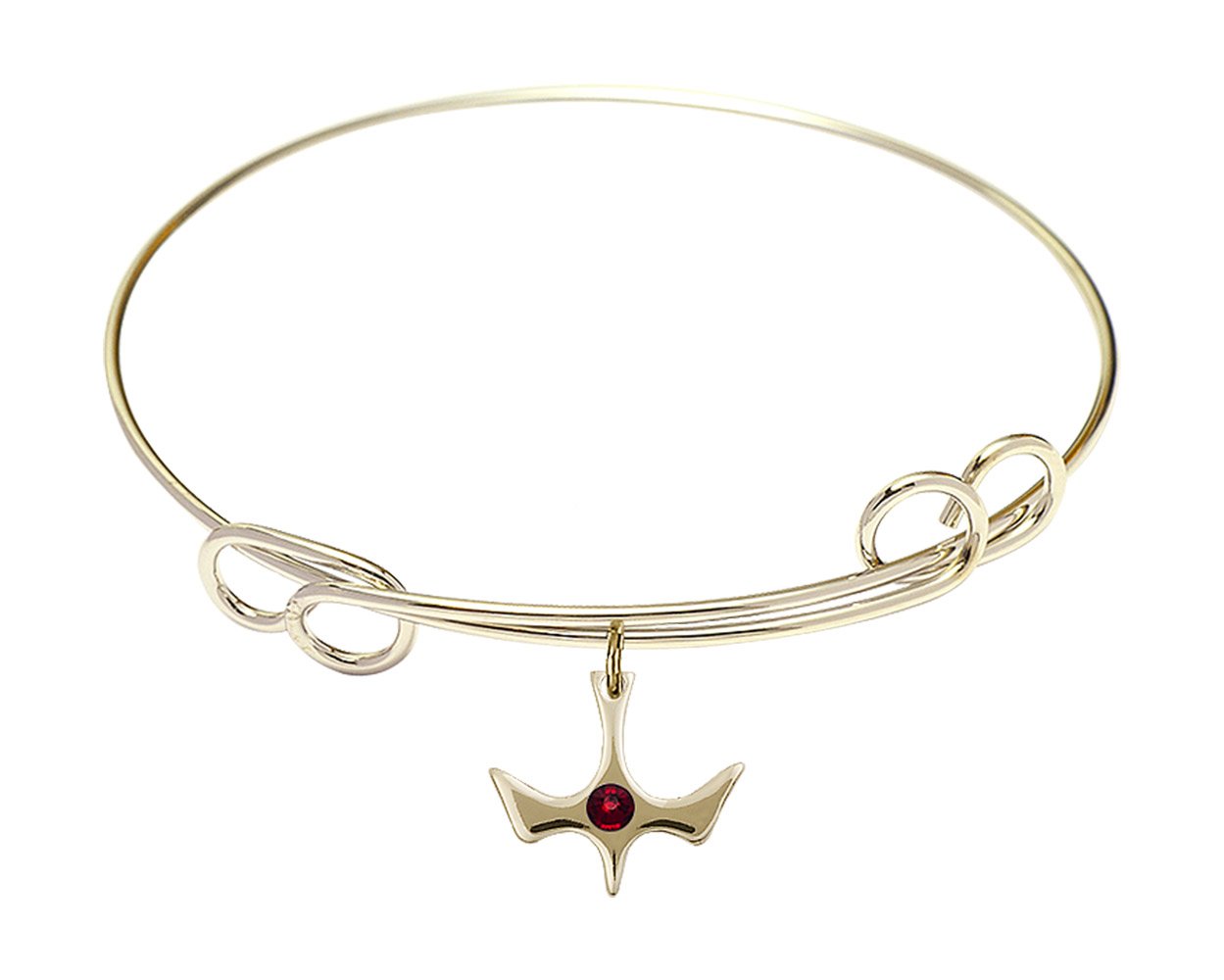 F A Dumont 7.5 Inch Round Double Loop Bangle Bracelet with Holy Spirit Charm - Elegant Religious Jewelry for Women, Church, Baptism & Special Occasions