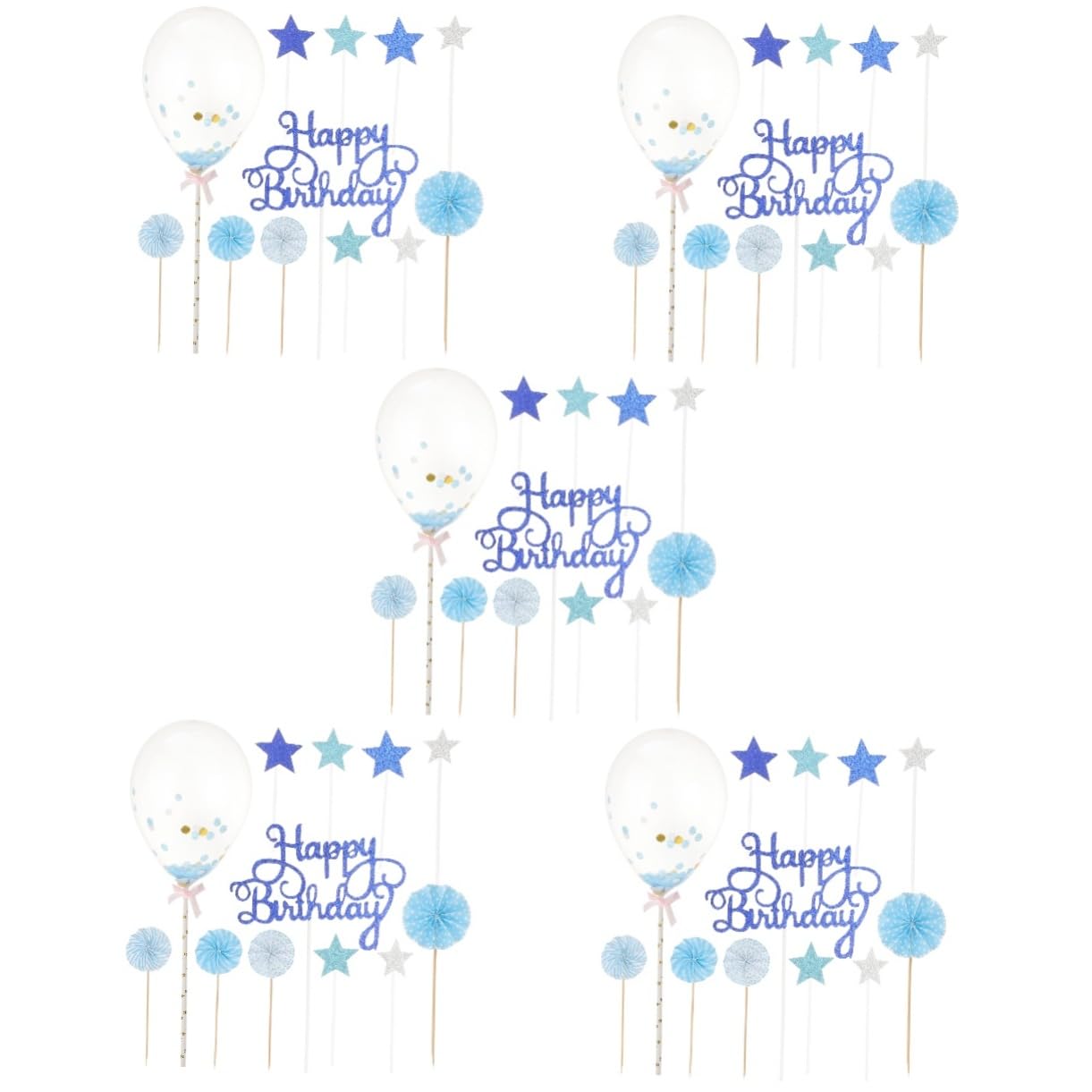 Jojofuny 60 Pcs Glitter Cupcake Toppers - Happy Birthday Cake Decorations with Sequins & Balloons | Perfect for Birthday Parties, Baby Showers & Wedding Celebrations