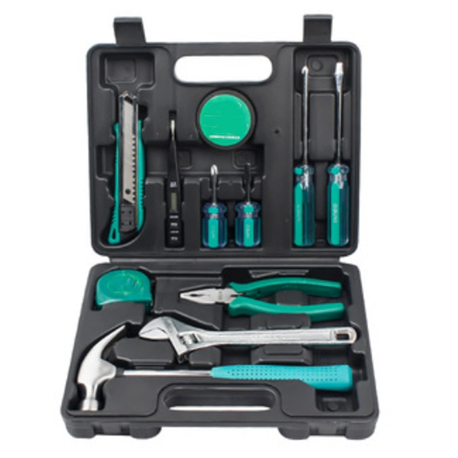 9-Piece Auto Repair Tool Set with Socket Wrench & Plastic Toolbox - Home & Car Maintenance Hand Tools for DIY, Emergency Fixes & Portable Storage (12-Piece Size)
