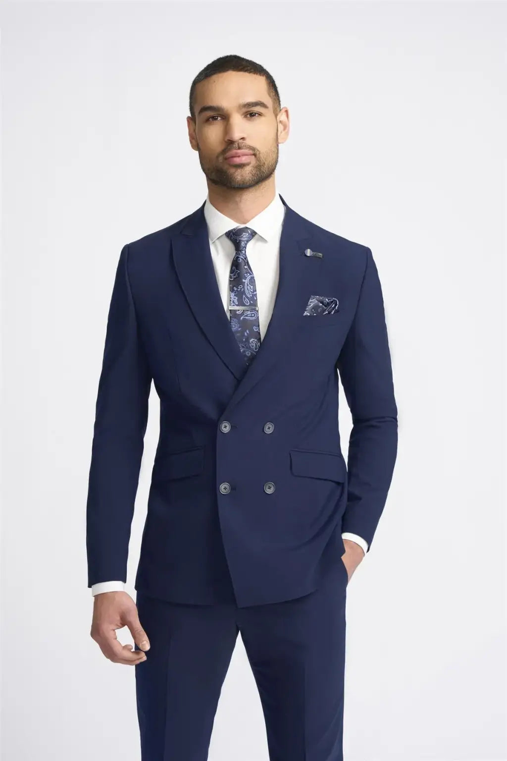 Premium Cavani Victorious Double Breasted Navy Blazer for Men - Formal Business Suit Jacket for Office, Weddings & Special Events