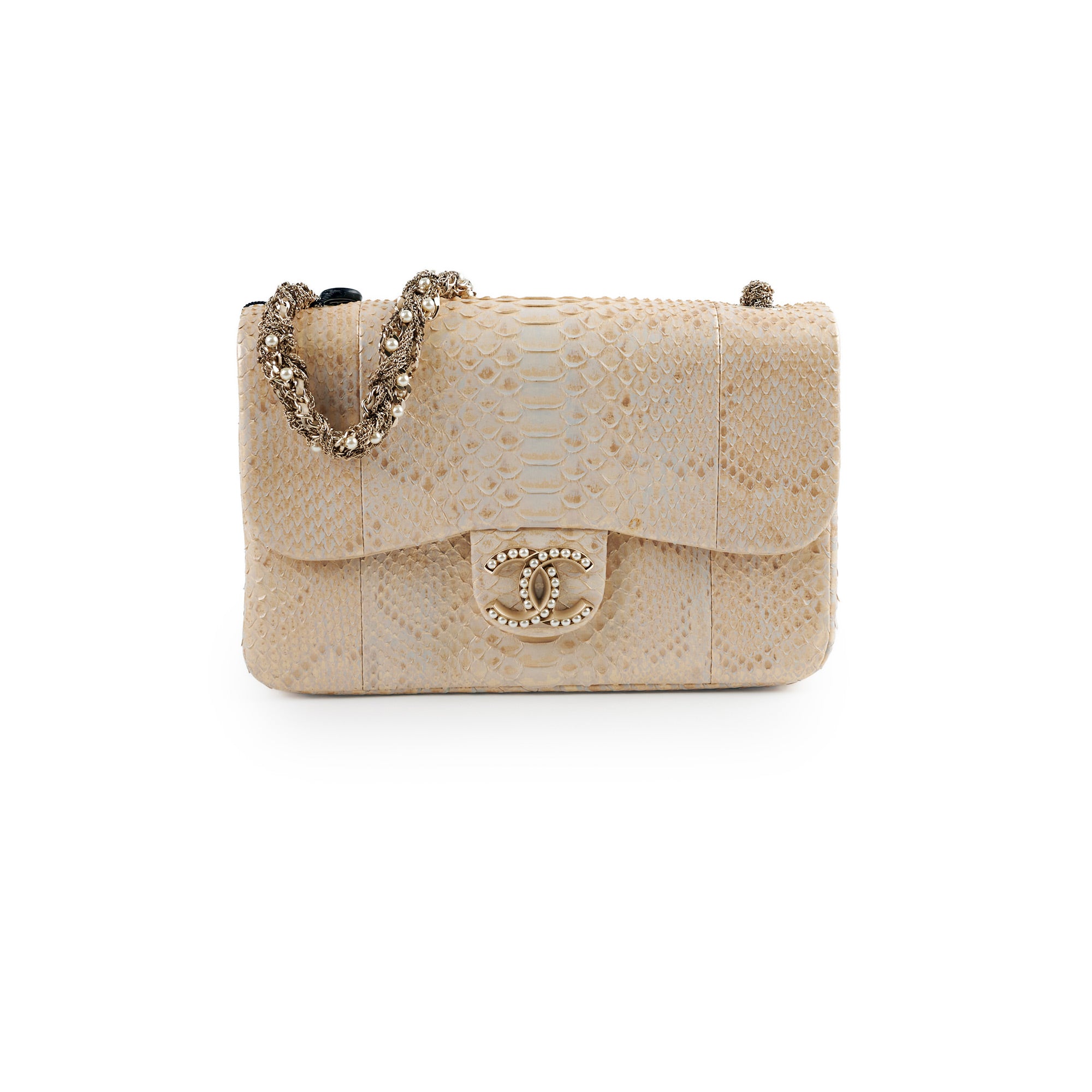 Chanel Python Flap Bag Light Gold - Luxury Designer Handbag for Women | Perfect for Evening Parties, Weddings & Special Occasions