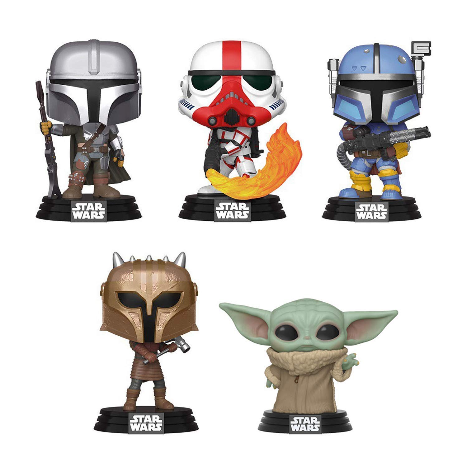 Funko Pop! Star Wars The Mandalorian Bundle - 5-Pack Collectible Figures with The Child, Heavy Infantry Mando, Incinerator Stormtrooper, Final Mandalorian & The Armorer | Perfect for Display, Gifts & Pop Culture Fans