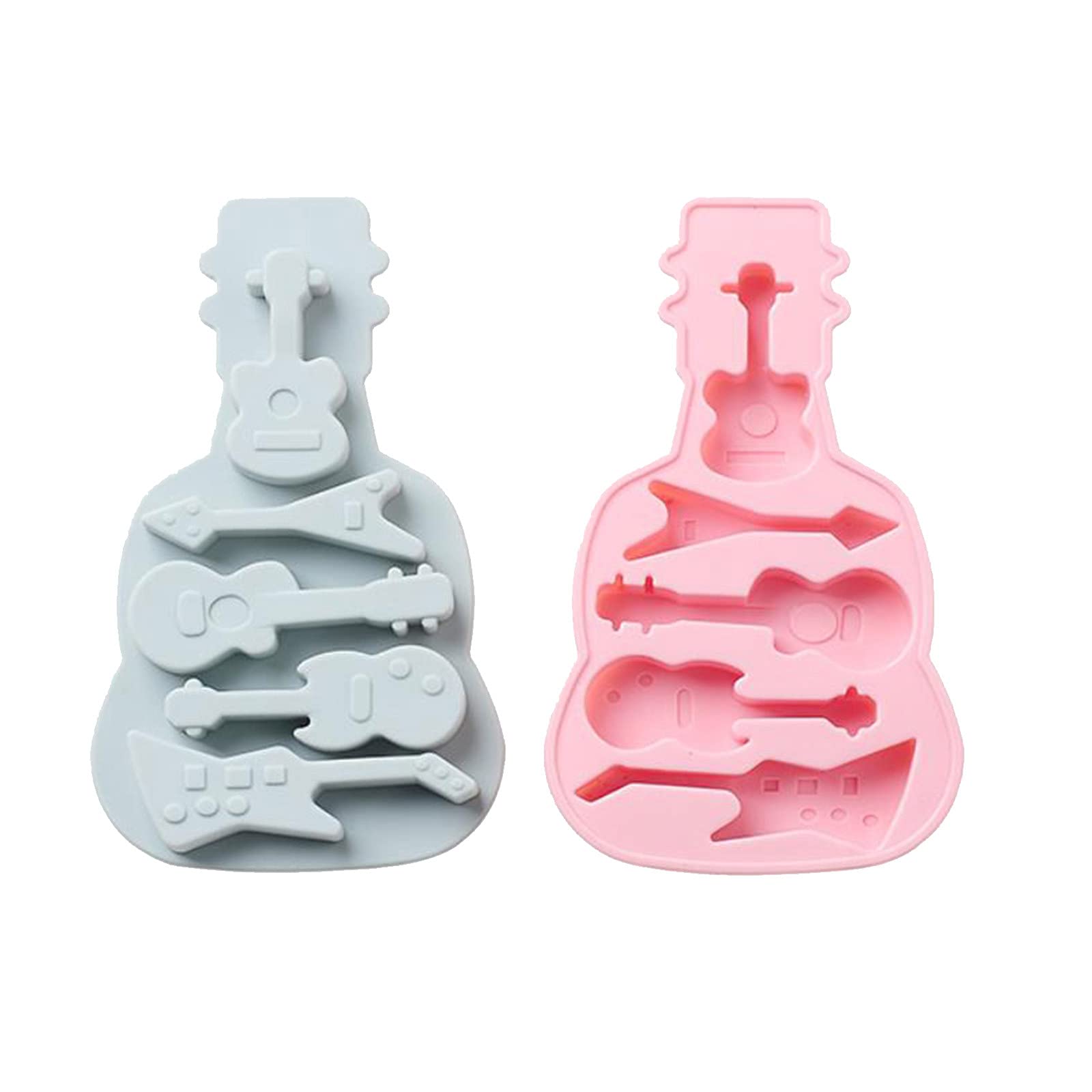 Premium Silicone Chocolate Molds Set - Guitar Shaped Ice Cube Trays for DIY Baking, Fondant, Candy Making | Reusable Kitchen Decor Tool for Homemade Desserts (Grey & Pink) | Perfect for Parties, Wedding Favors, and Holiday Treats