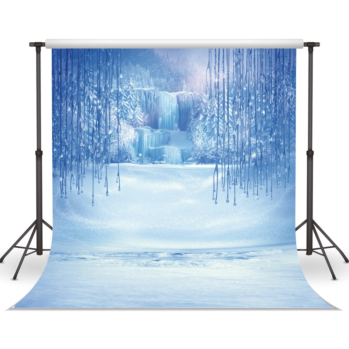LYWYGG 5x7ft Winter Photography Backdrop - Snowy Ice Crystal Christmas Background for Kids Photo Studio Props | Perfect for Holiday Portraits, Newborn Shoots & Seasonal Decorations