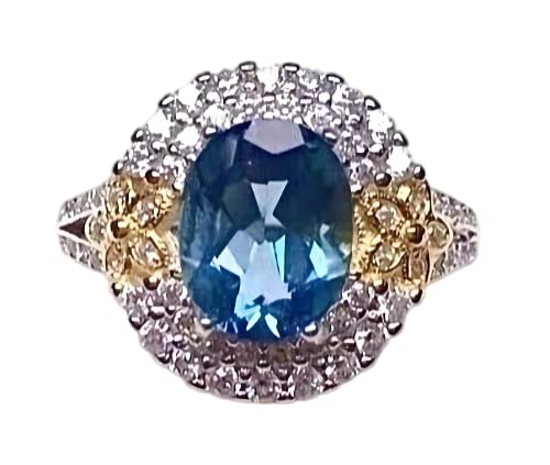 Natural London Blue Topaz Ring - Sterling Silver with 18K White Gold Plating, November Birthstone Jewelry, Handmade Engagement Gift for Women | Perfect for Anniversaries, Birthdays & Special Occasions